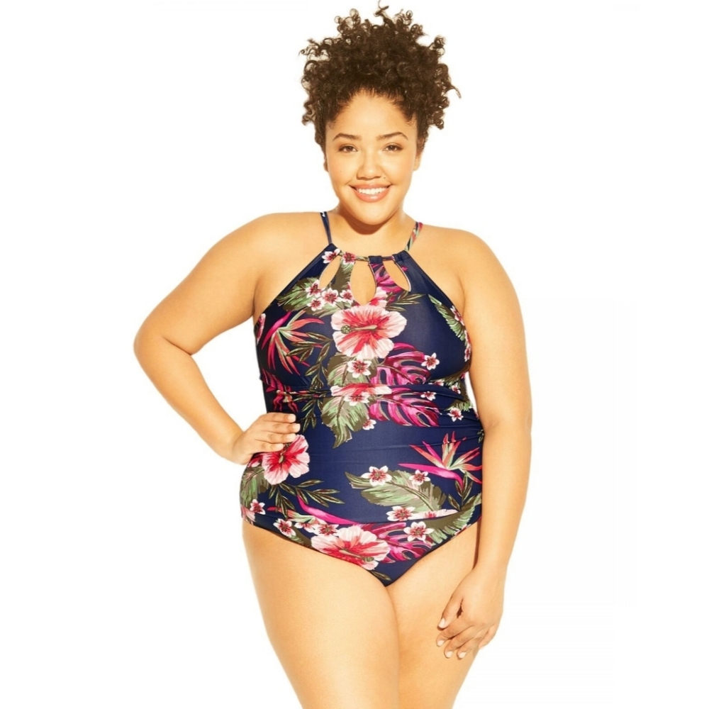 Kona Sol Cross-Back Keyhole Strap One-Piece Swimsuit